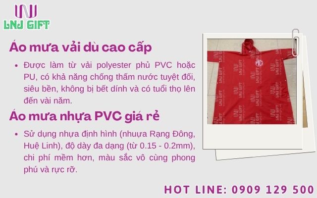 Chất liệu phổ biến khi sản xuất áo mưa theo yêu cầu