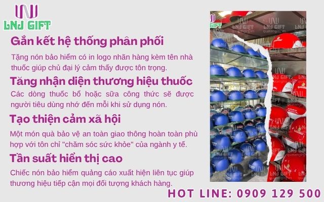 Chiến lược sử dụng nón bảo hiểm quảng cáo để tri ân các đại lý thuốc