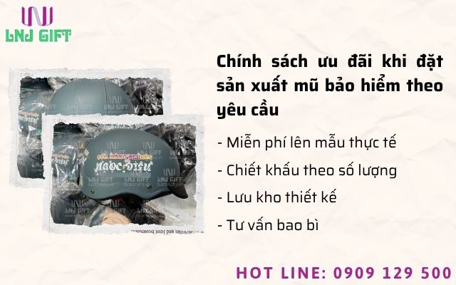 Chính sách ưu đãi khi đặt sản xuất mũ bảo hiểm theo yêu cầu tại xưởng gốc