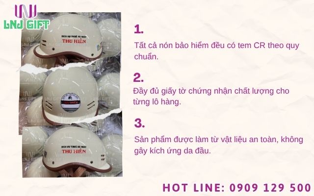 Chứng nhận hợp quy khi đặt sản xuất nón bảo hiểm quảng cáo