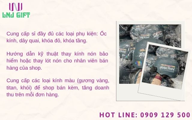Cung cấp phụ kiện và hỗ trợ thay kính nón bảo hiểm cho hệ thống đại lý