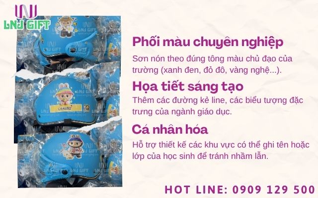 Dịch vụ thiết kế nón bảo hiểm theo yêu cầu với màu sắc đồng phục trường học
