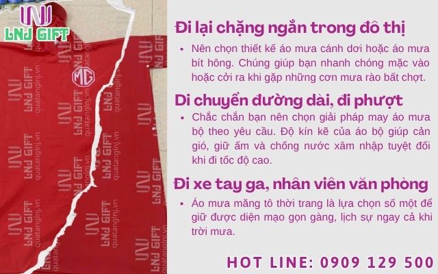 Gợi ý chọn kiểu dáng áo mưa thiết kế theo từng mục đích sử dụng