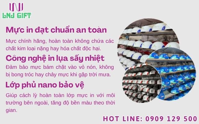 Kỹ thuật in logo lên mũ bảo hiểm bằng mực in cao cấp