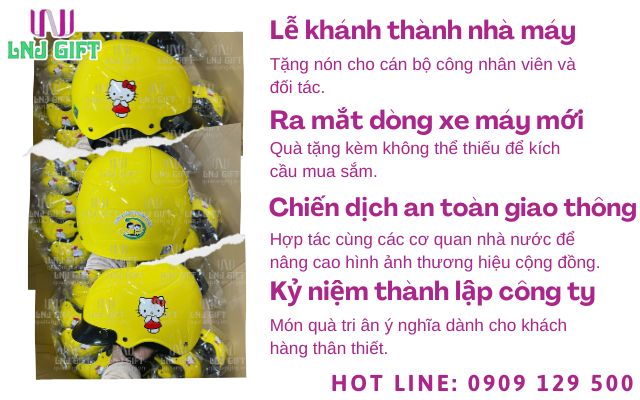 Nón bảo hiểm quảng cáo làm quà tặng ra mắt sản phẩm mới