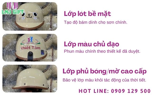 Quy trình phối màu và chọn chất liệu sơn mũ bảo hiểm theo yêu cầu