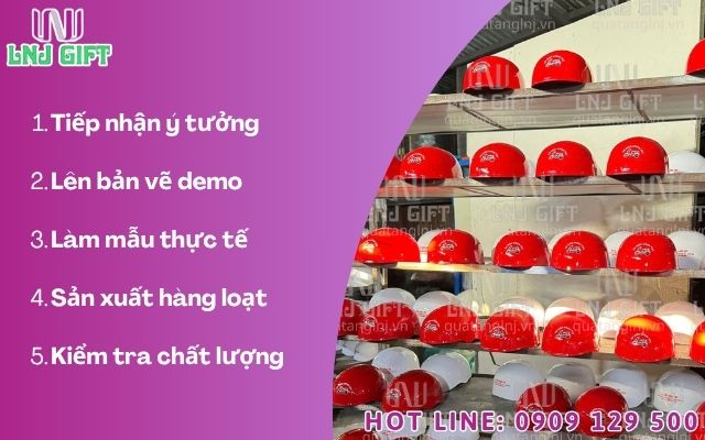 Quy trình thiết kế nón bảo hiểm quà tặng doanh nghiệp