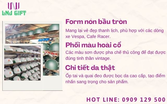 Sản phẩm độc quyền với nón bảo hiểm classic thiết kế phong cách vintage