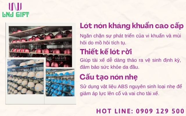 Sản xuất nón bảo hiểm thiết kế tích hợp lót nón kháng khuẩn cho tài xế