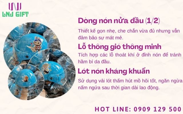 Xưởng làm mũ bảo hiểm số lượng lớn cung cấp các dòng nón nửa đầu thoáng mát