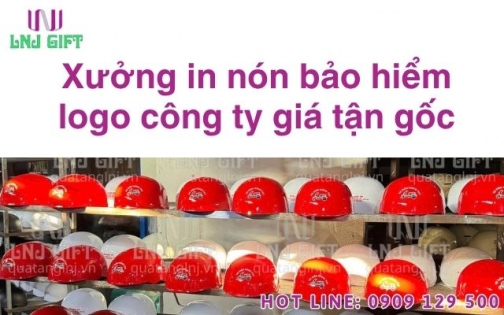 Xưởng in nón bảo hiểm logo công ty giá tận gốc